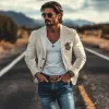 Men's Classic American Retro Western Style Suede Blazer 83112116K sold by Manly