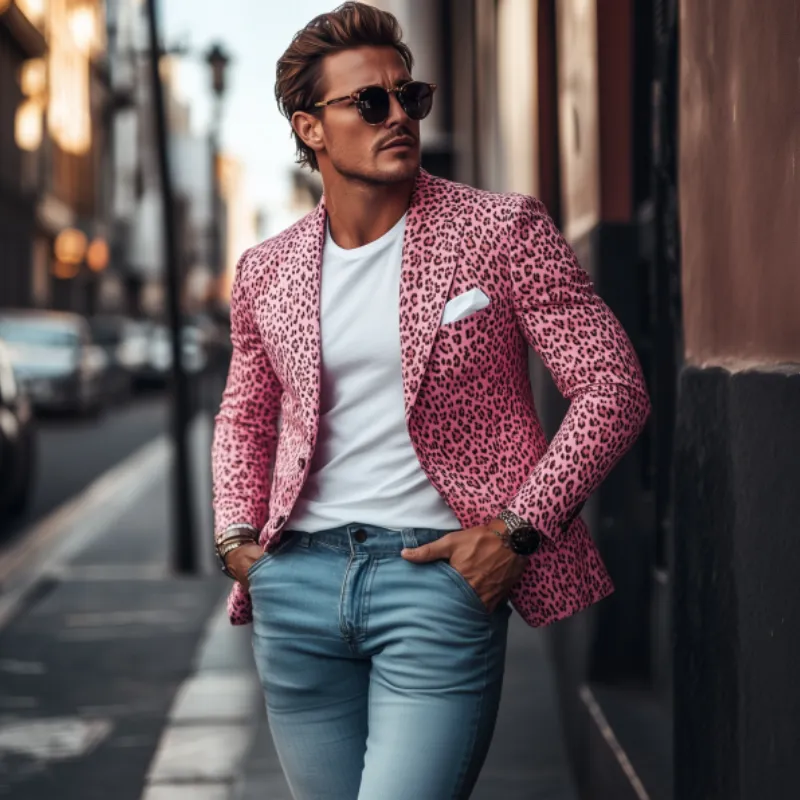 Men's Fashion Spring Summer Leopard Print Slim Fit Single Breasted Blazer 11352262K sold by Manly product image thumbnail 2