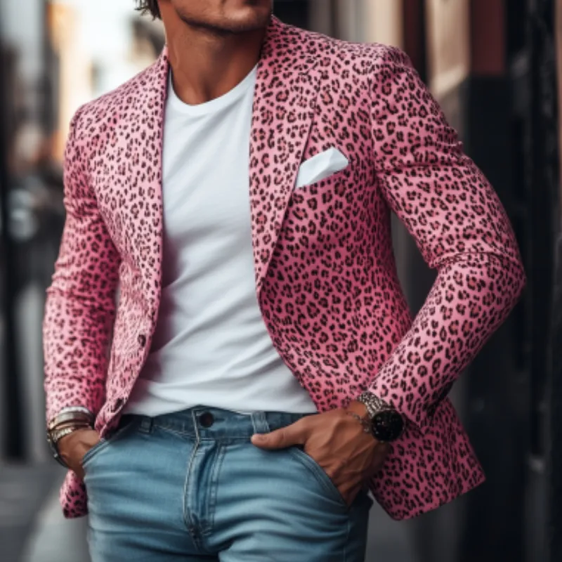 Men's Fashion Spring Summer Leopard Print Slim Fit Single Breasted Blazer 11352262K sold by Manly product image thumbnail 3