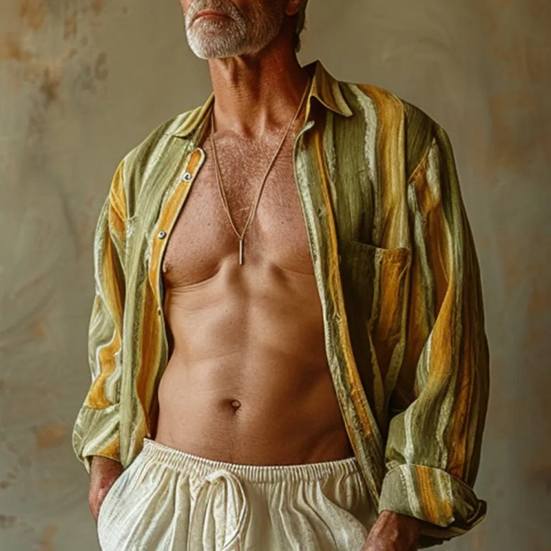 Men's contrast color panel long sleeve shirt 92724321P sold by Manly product image thumbnail 2