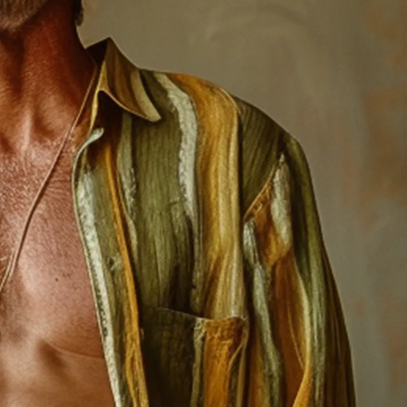 Men's contrast color panel long sleeve shirt 92724321P sold by Manly product image thumbnail 5