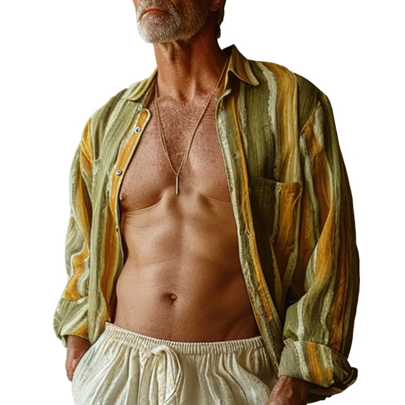 Men's contrast color panel long sleeve shirt 92724321P sold by Manly