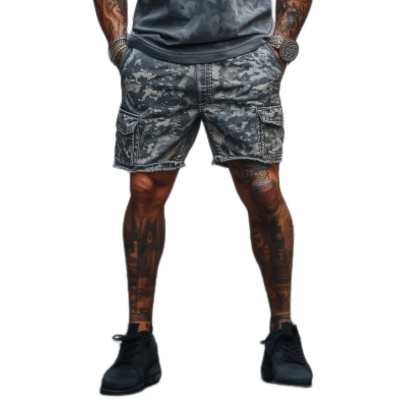 Men's Classic Casual Distressed Washed Denim Camouflage Shorts 40668293K sold by Manly