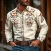 Men's Western Cowboy Style Embroidered Lapel Chest Pocket Long Sleeve Cotton Shirt 24193428Z sold by Manly