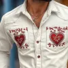 Men's Western Cowboy Style Embroidered Lapel Chest Pocket Long Sleeve Cotton Shirt 21970359Z sold by Manly