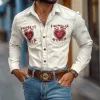 Men's Western Cowboy Style Embroidered Lapel Chest Pocket Long Sleeve Cotton Shirt 21970359Z sold by Manly