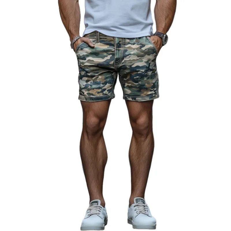 Men's Classic Casual Washed Denim Camouflage Shorts 90922360K sold by Manly