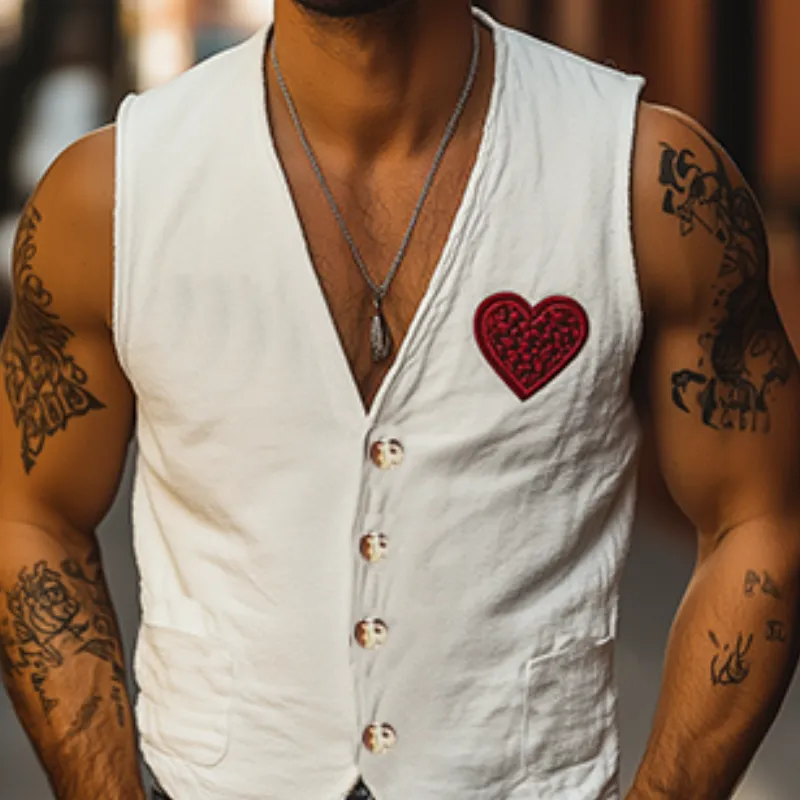 Men's Fashion Casual Spring and Summer Resort Style Linen Embroidered Vest 13236002K sold by Manly product image thumbnail 4