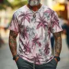 Men's Casual Vintage V-neck Cotton Blend Digital Print Short-sleeved T-shirt 38024171F sold by Manly