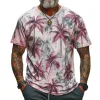 Men's Casual Vintage V-neck Cotton Blend Digital Print Short-sleeved T-shirt 38024171F sold by Manly