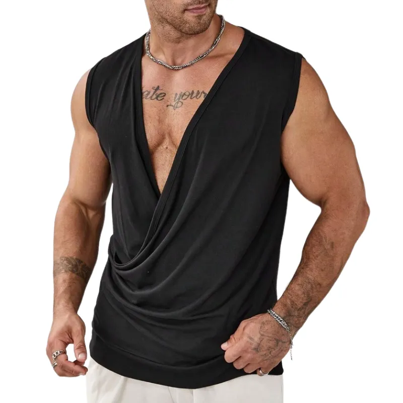 Men's Fashionable Casual V-Neck Cotton Blend Tank Top 82164226F sold by Manly