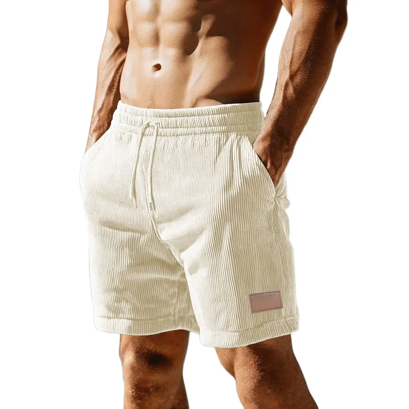 Men's Casual Corduroy Elastic Waist Loose Shorts 80846520M sold by Manly