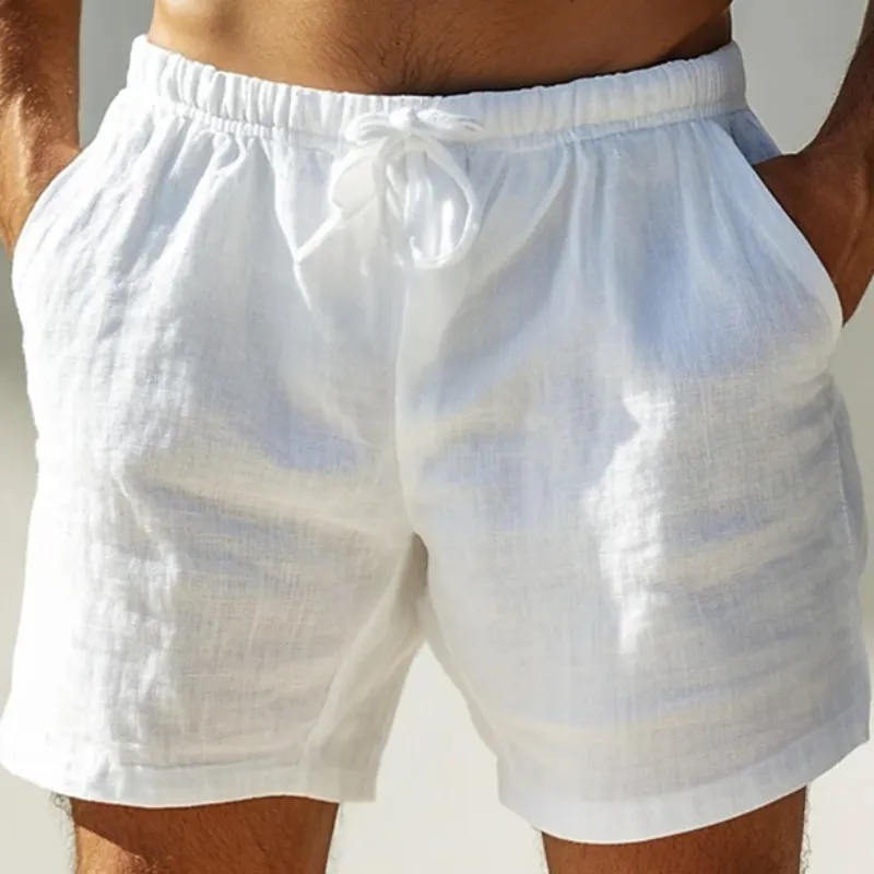 Men's Casual Linen Elastic Waist Loose Shorts 45438818M sold by Manly product image thumbnail 3