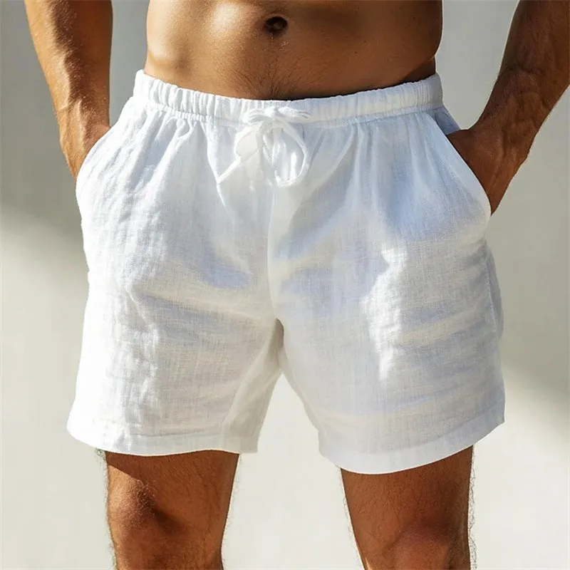 Men's Casual Linen Elastic Waist Loose Shorts 45438818M sold by Manly product image thumbnail 2