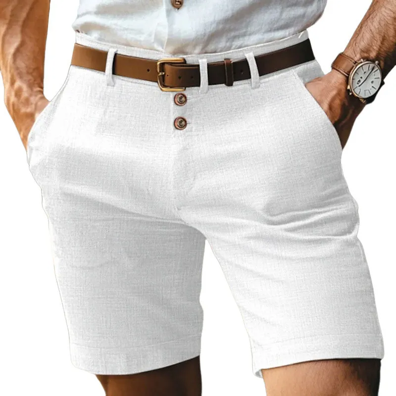 Men's Casual Cotton Linen Slim Fit Suit Shorts 94059328M sold by Manly