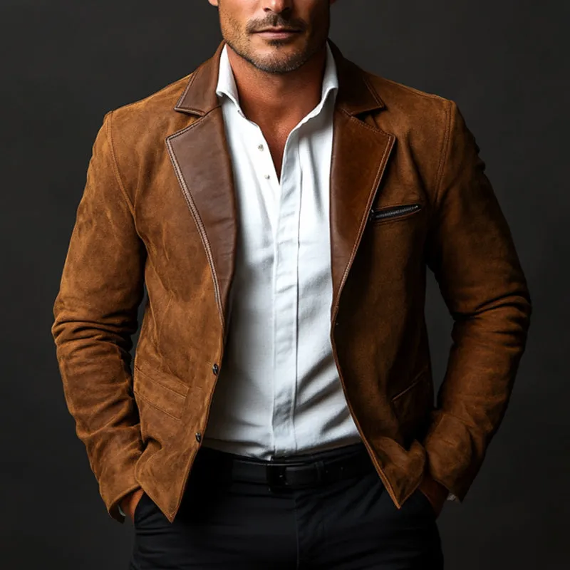 Men's Vintage Suede Paneled Leather Collar Jacket 06987854U sold by Manly product image thumbnail 3