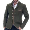 Men's Vintage Army Green Stand Collar Twill Button Jacket 28550494U sold by Manly