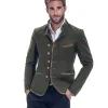 Men's Vintage Army Green Stand Collar Twill Button Jacket 28550494U sold by Manly