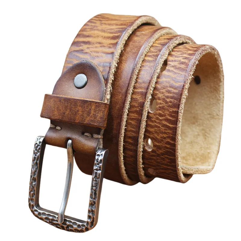 Men's Vintage Distressed Top Layer Pure Cowhide Leather Belt 77785842U sold by Manly