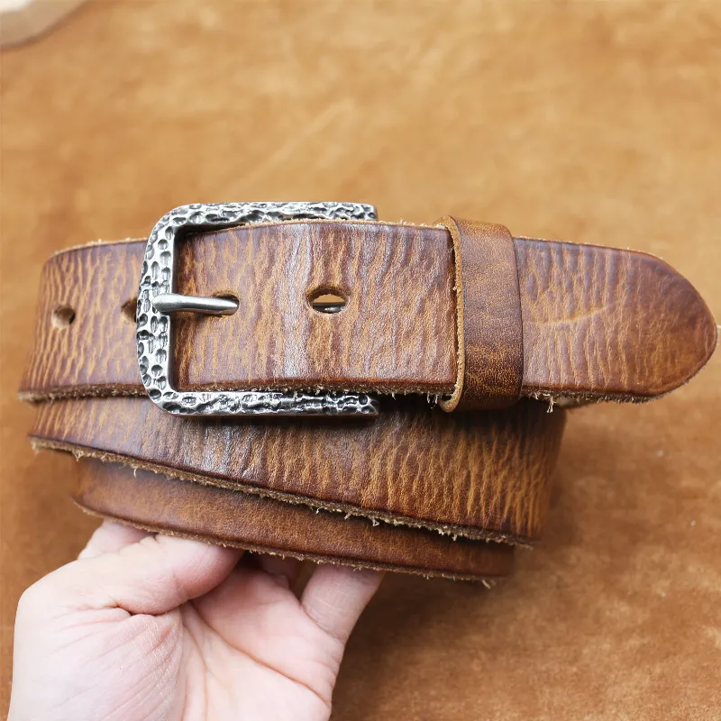 Men's Vintage Distressed Top Layer Pure Cowhide Leather Belt 77785842U sold by Manly product image thumbnail 5