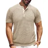 Men's Casual Waffle Cotton Henley Collar Loose Short Sleeve T-Shirt 74264757M sold by Manly