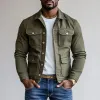 Men's Solid Color Lapel Multi-pocket Single Breasted Cargo Jacket 77027058Z sold by Manly