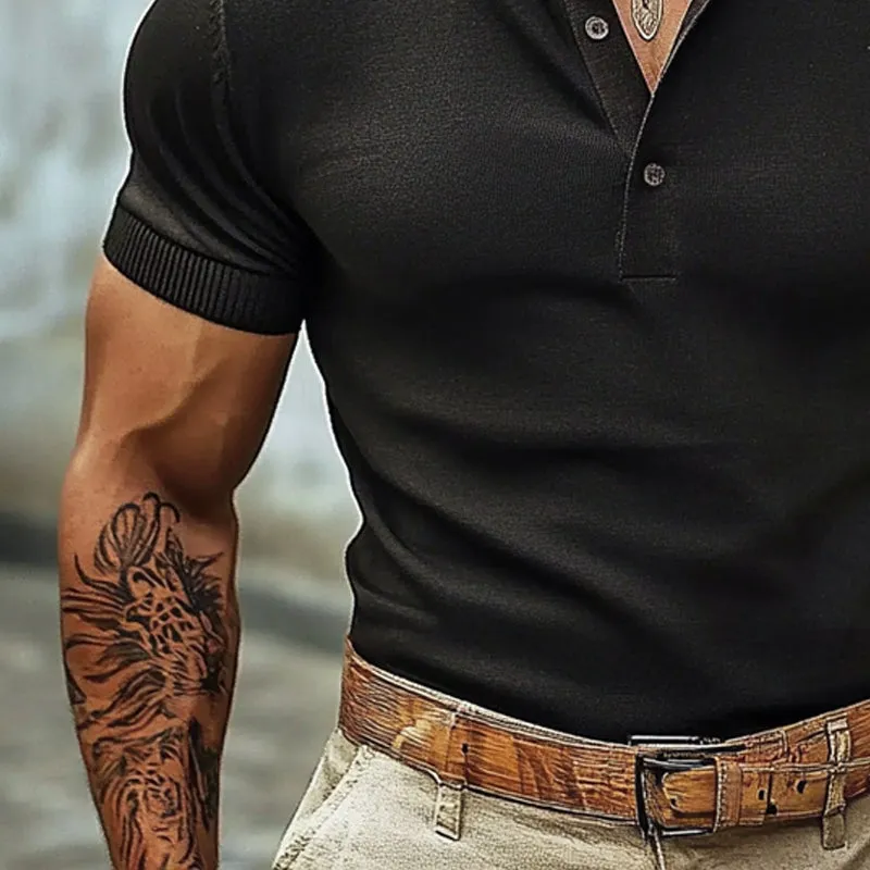 Men's Casual Henley Neck Short Sleeve T-Shirt 86572799X sold by Manly product image thumbnail 3