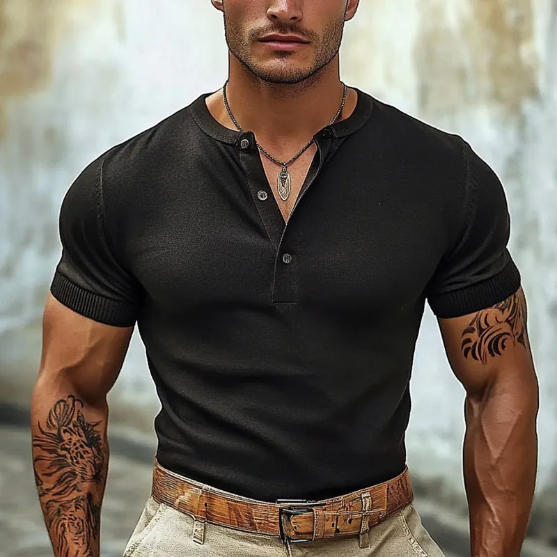 Men's Casual Henley Neck Short Sleeve T-Shirt 86572799X sold by Manly product image thumbnail 2