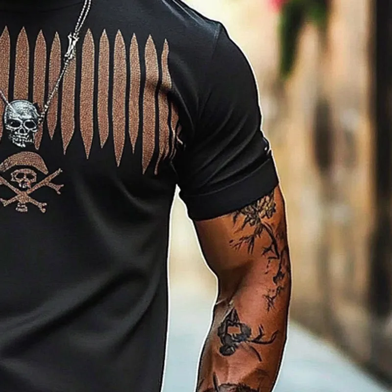 Men's Pirate Print Round Neck Short Sleeve T-Shirt 58668938X sold by Manly product image thumbnail 3
