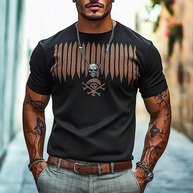 Men's Pirate Print Round Neck Short Sleeve T-Shirt 58668938X sold by Manly product image thumbnail 2