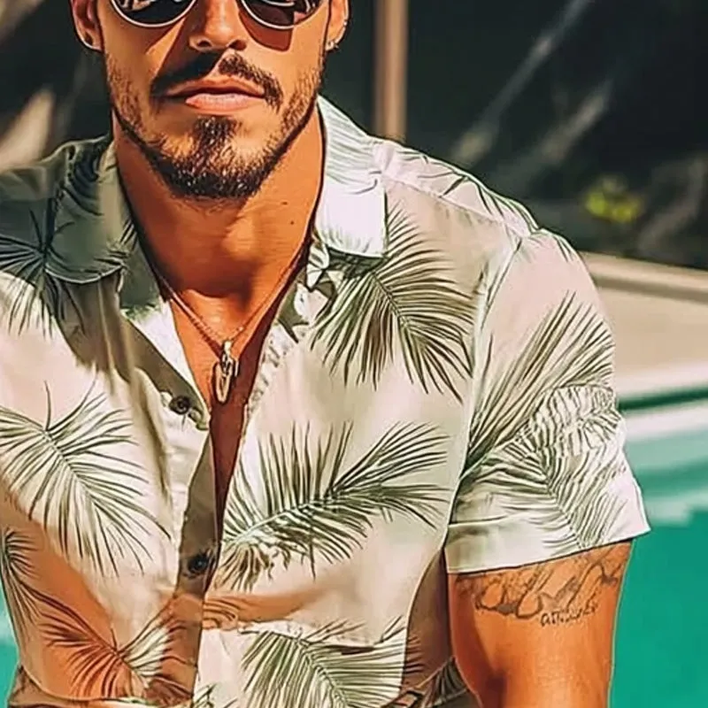 Men's Hawaiian Palm Print Short Sleeve Shirt 19285975X sold by Manly product image thumbnail 3