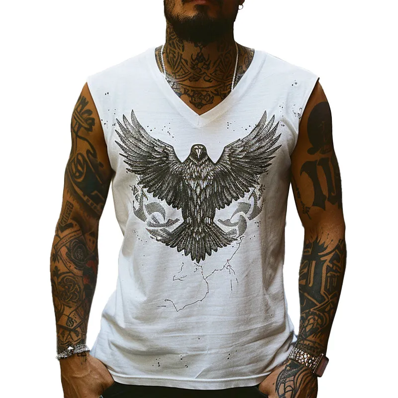 Men's Retro V-Neck Printed Tank Top 05056377X sold by Manly