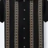 Men's Casual Geometric Jacquard Lapel Single-breasted Slim Fit Short-sleeved Sweater 59253713M sold by Manly