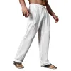 Men's Casual Linen Elastic Waist Multi-Pocket Loose Pants 91943281M sold by Manly