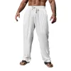 Men's Casual Linen Elastic Waist Multi-Pocket Loose Pants 91943281M sold by Manly