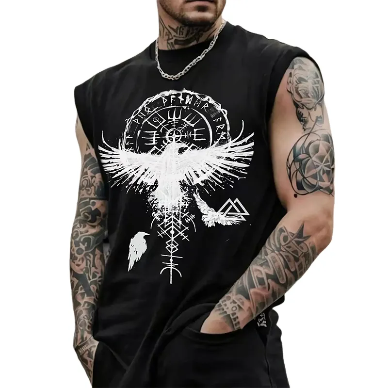 Men's Black Casual Vintage Printed Vest 37112153U sold by Manly