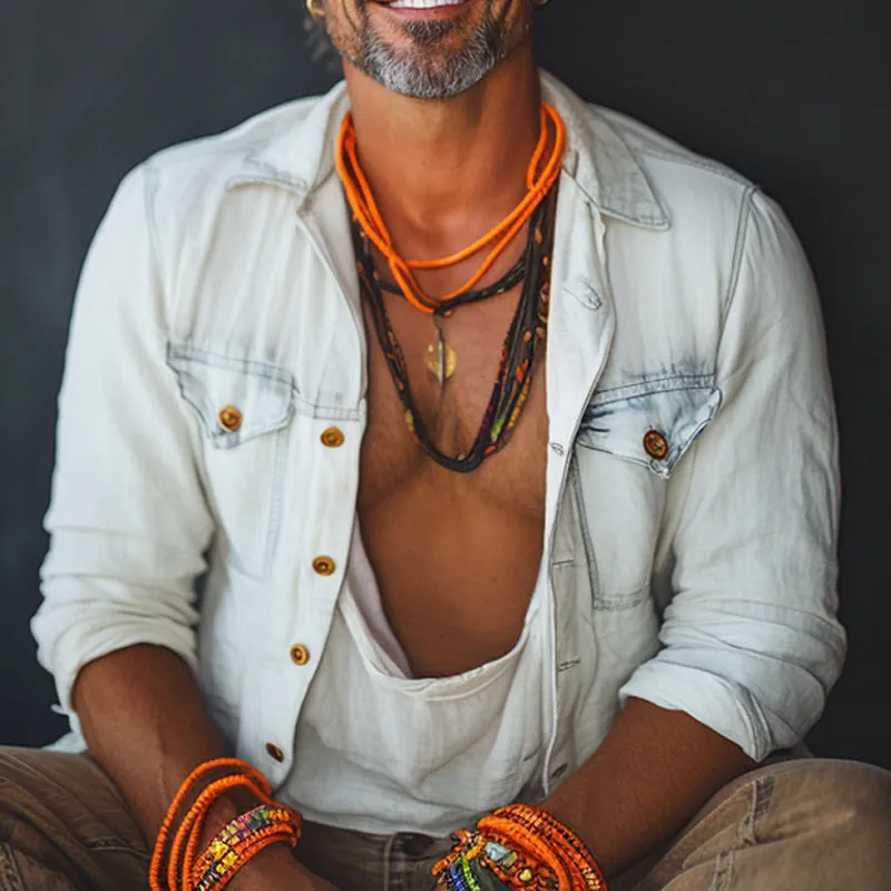 Men's Vintage Washed Denim Long Sleeve Shirt 45682627U sold by Manly product image thumbnail 3