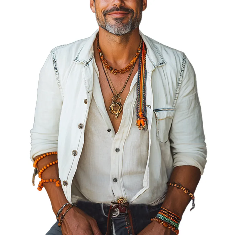 Men's Vintage Washed Denim Long Sleeve Shirt 14794976U sold by Manly