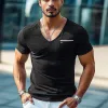 Men's Slim Fit Skin-friendly Ice Silk Wrinkled Short-sleeved T-shirt 95520443U sold by Manly