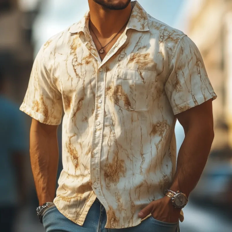 Men's American Retro Western Style Slim Fit Short Sleeve Shirt 03682248K sold by Manly product image thumbnail 3