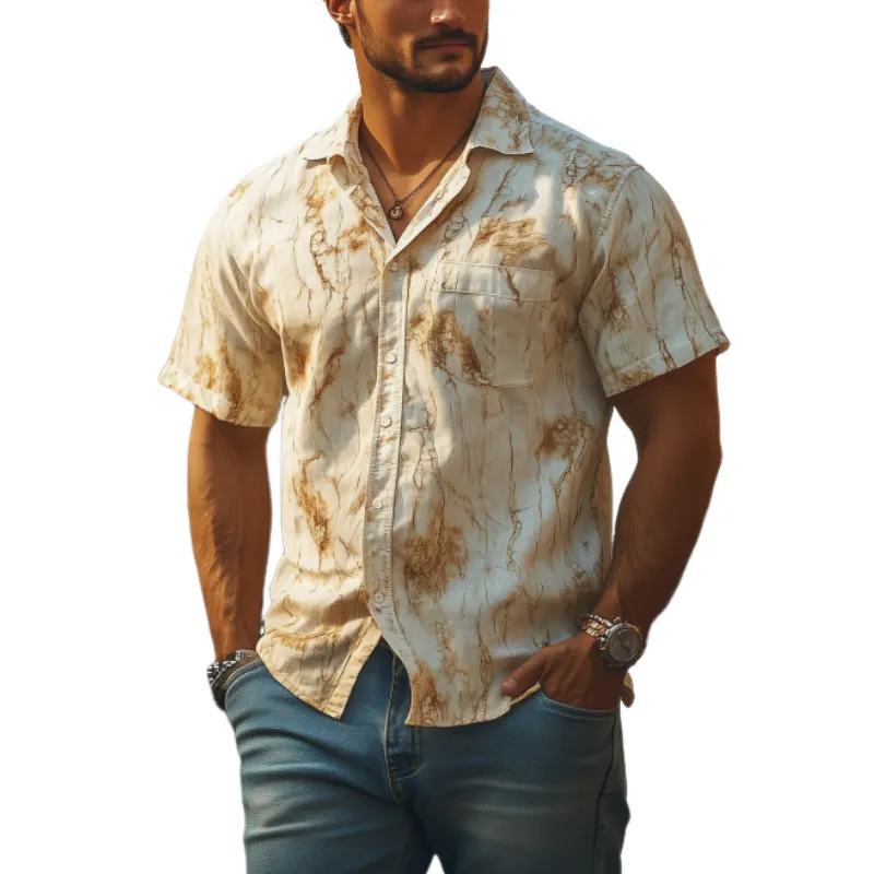 Men's American Retro Western Style Slim Fit Short Sleeve Shirt 03682248K sold by Manly