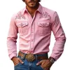 【24-hour shipping out】Men's American Retro Western Style Cotton Blend Embroidered Long Sleeve Shirt 96546825K sold by Manly