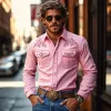 【24-hour shipping out】Men's American Retro Western Style Cotton Blend Embroidered Long Sleeve Shirt 96546825K sold by Manly