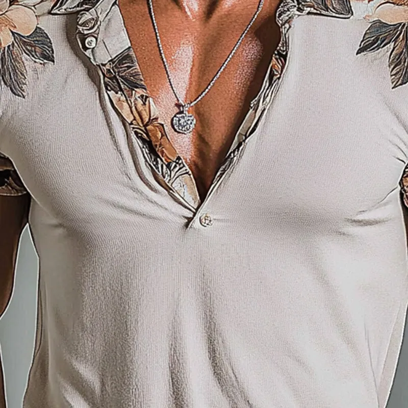 Men's Tropical Floral Short Sleeve Polo Shirt 70189796P sold by Manly product image thumbnail 3
