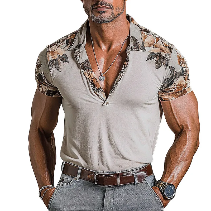 Men's Tropical Floral Short Sleeve Polo Shirt 70189796P sold by Manly