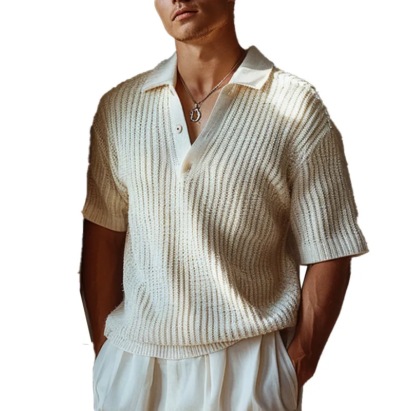 Men's woolen stand collar short-sleeved polo shirt 47513456P sold by Manly