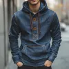 Men's Retro Casual Washed Distressed Button Hoodie 21495003TO sold by Manly