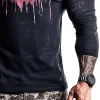 Men's Vintage Casual American Flag Printed Crew Neck Long Sleeve T-Shirt 13122321TO sold by Manly