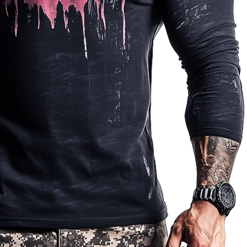 Men's Vintage Casual American Flag Printed Crew Neck Long Sleeve T-Shirt 13122321TO sold by Manly product image thumbnail 3