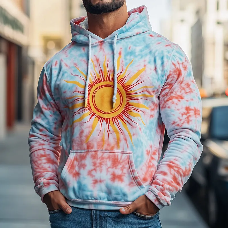 Men's Retro Casual Contrast Color Sun God Gradient Print Hoodie 57614649TO sold by Manly product image thumbnail 2